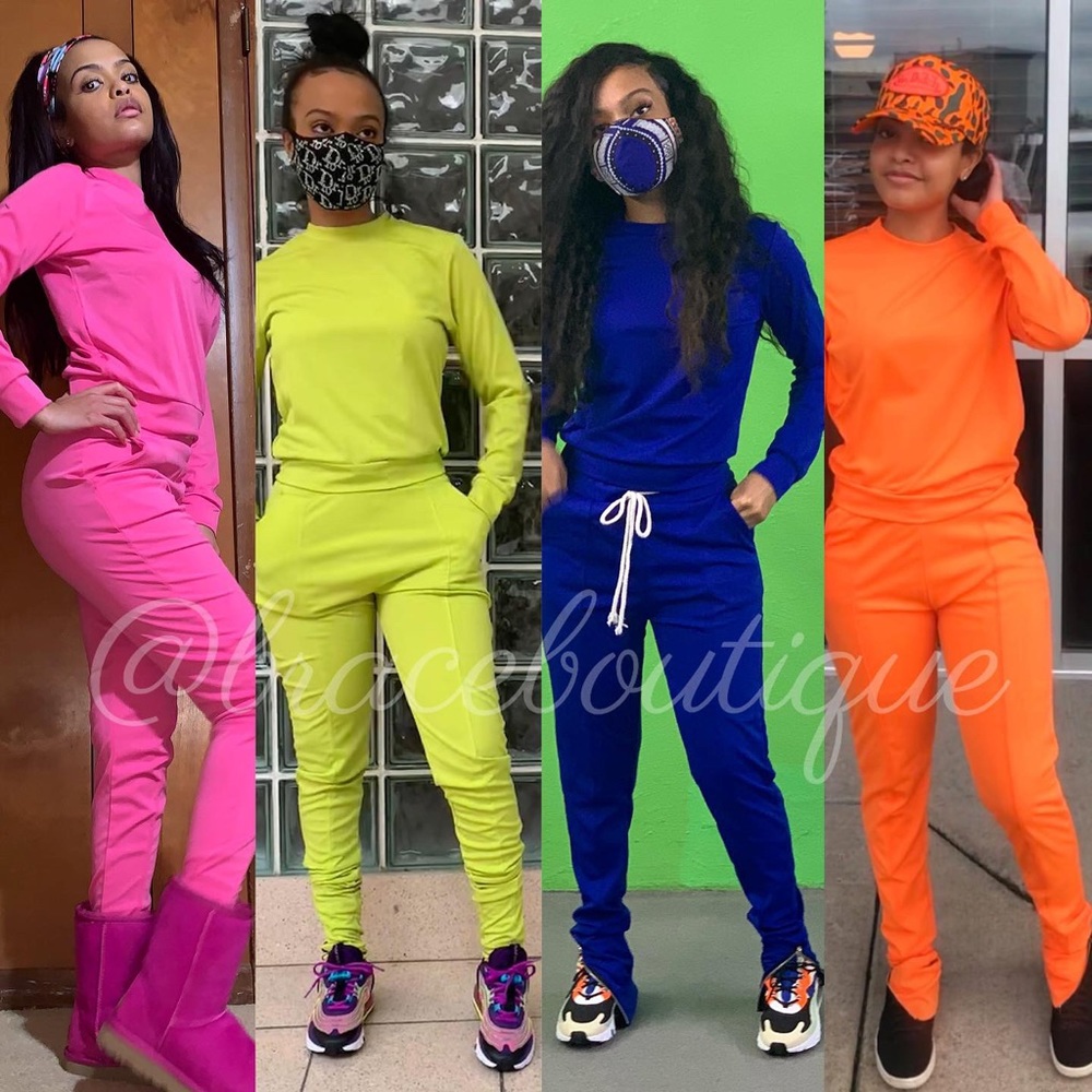 PINK Two Piece Zip Leg Jogger Set